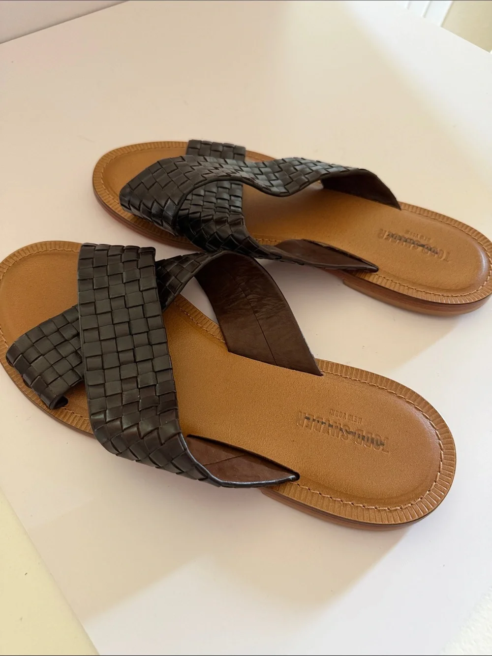 Todd Snyder Dark Brown Woven Slide Sandals Sz 12.  Tub10